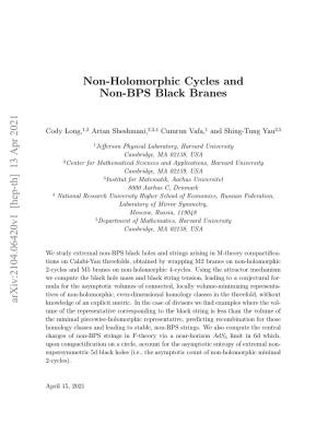 Non-Holomorphic Cycles and Non-BPS Black Branes Arxiv