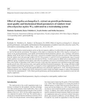 Effect of Angelica Archangelica L. Extract on Growth Performance