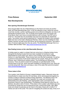 Press Release September 2020 New Developments