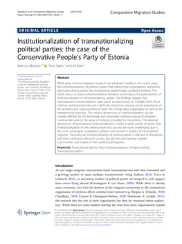 Institutionalization of Transnationalizing Political Parties