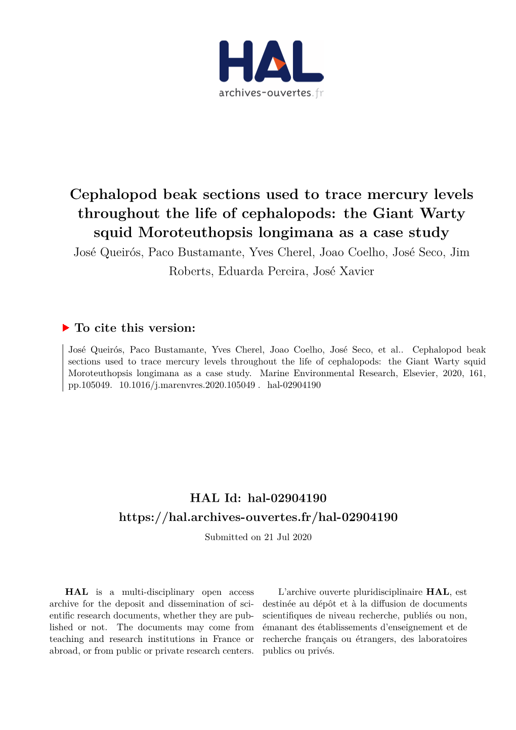 Cephalopod Beak Sections Used to Trace