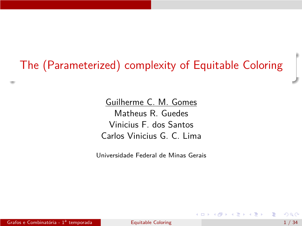 The (Parameterized) Complexity of Equitable Coloring