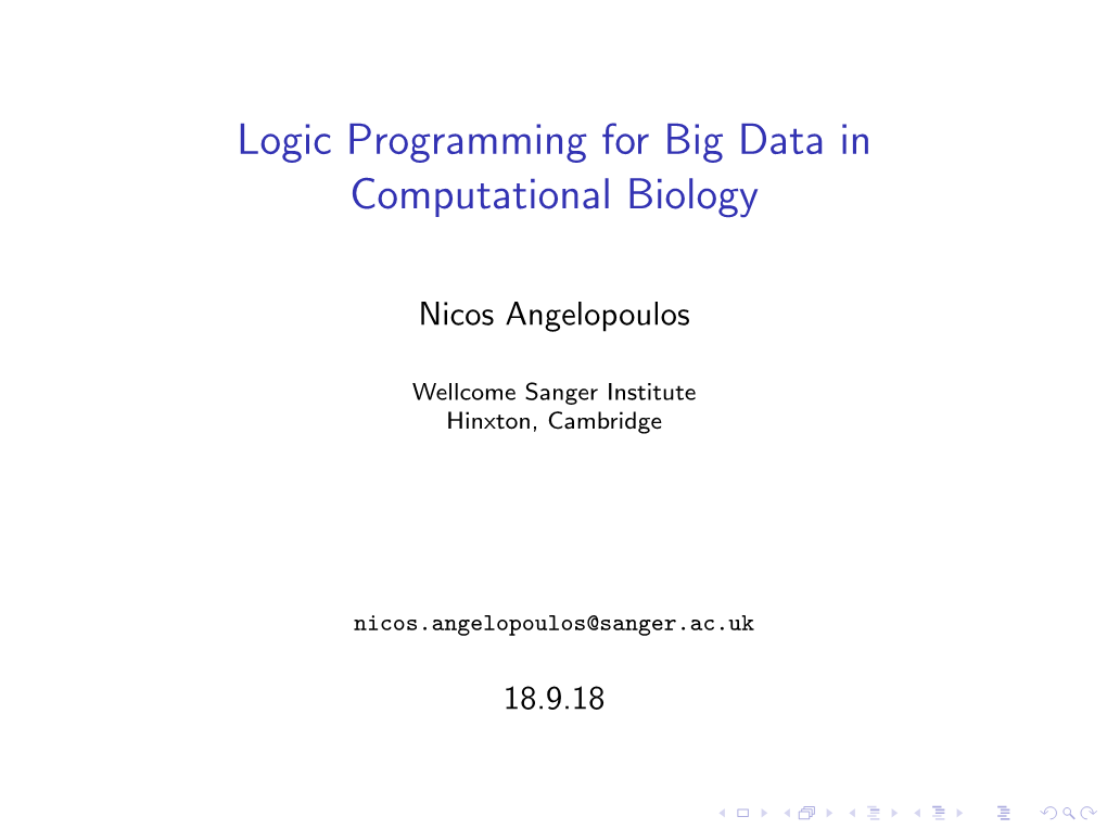 Logic Programming for Big Data in Computational Biology