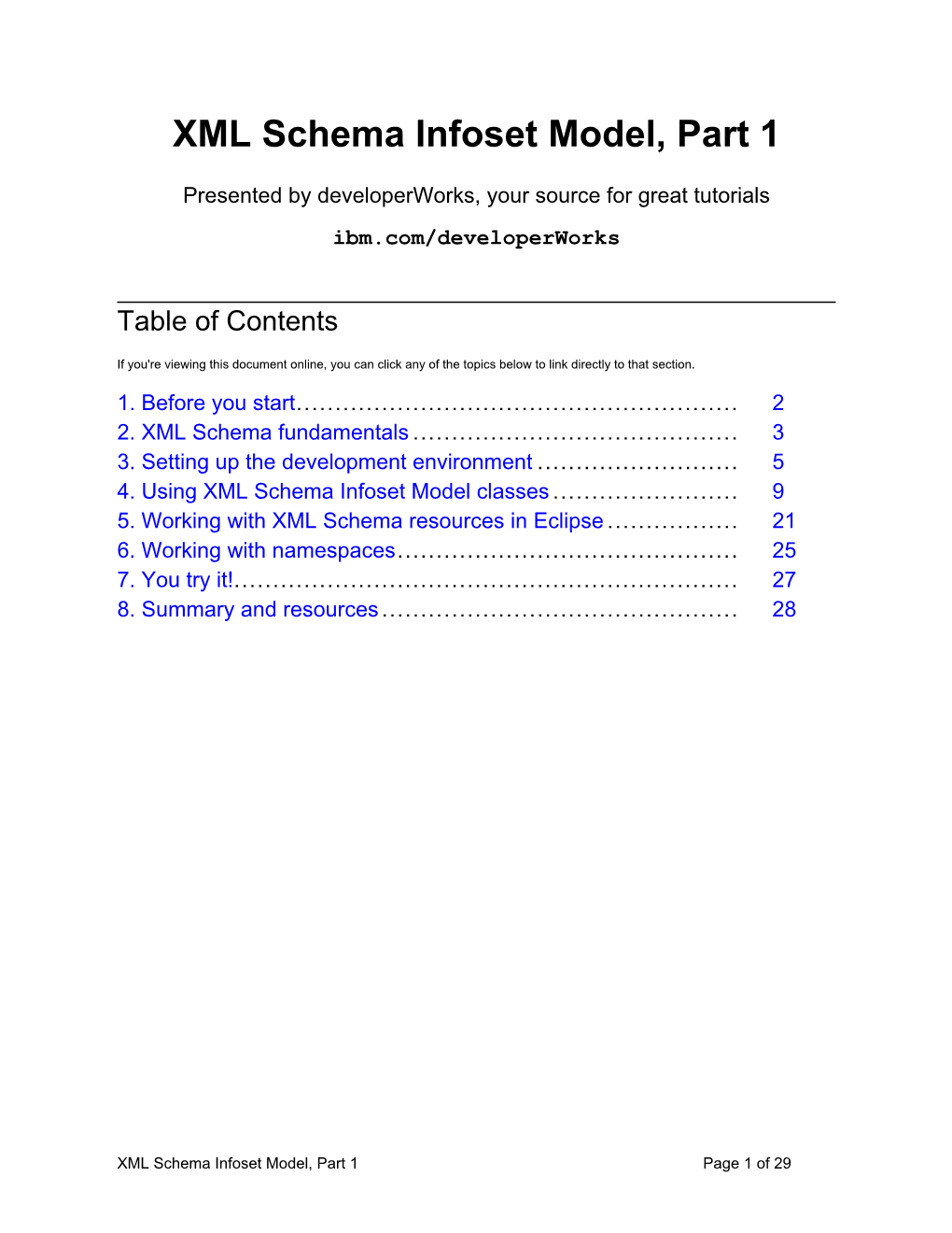 XML Schema Infoset Model, Part 1