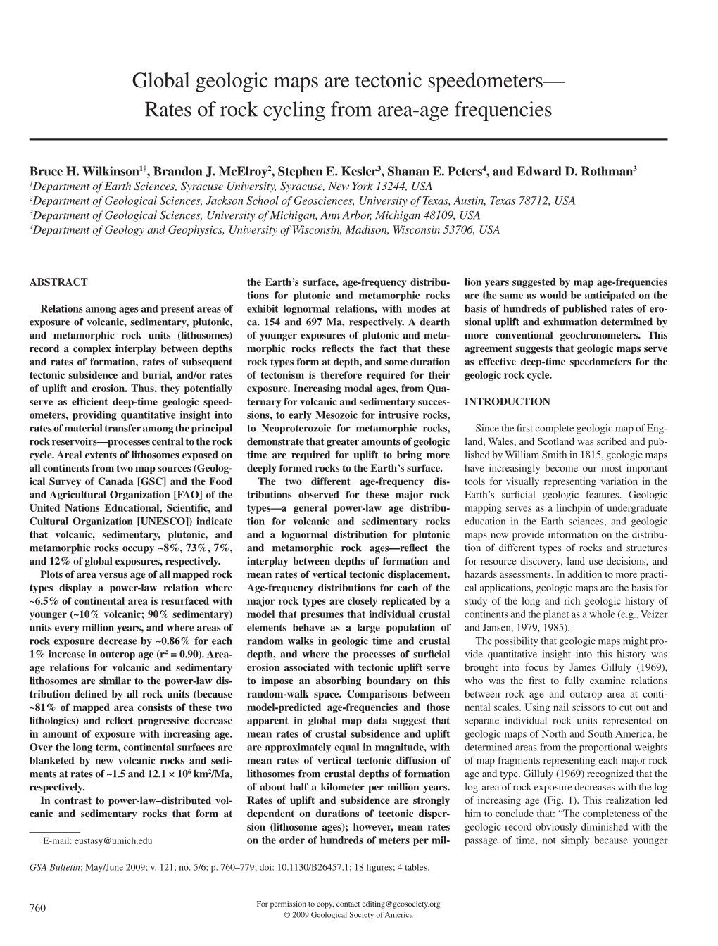 Global Geologic Maps Are Tectonic Speedometers— Rates of Rock Cycling from Area-Age Frequencies