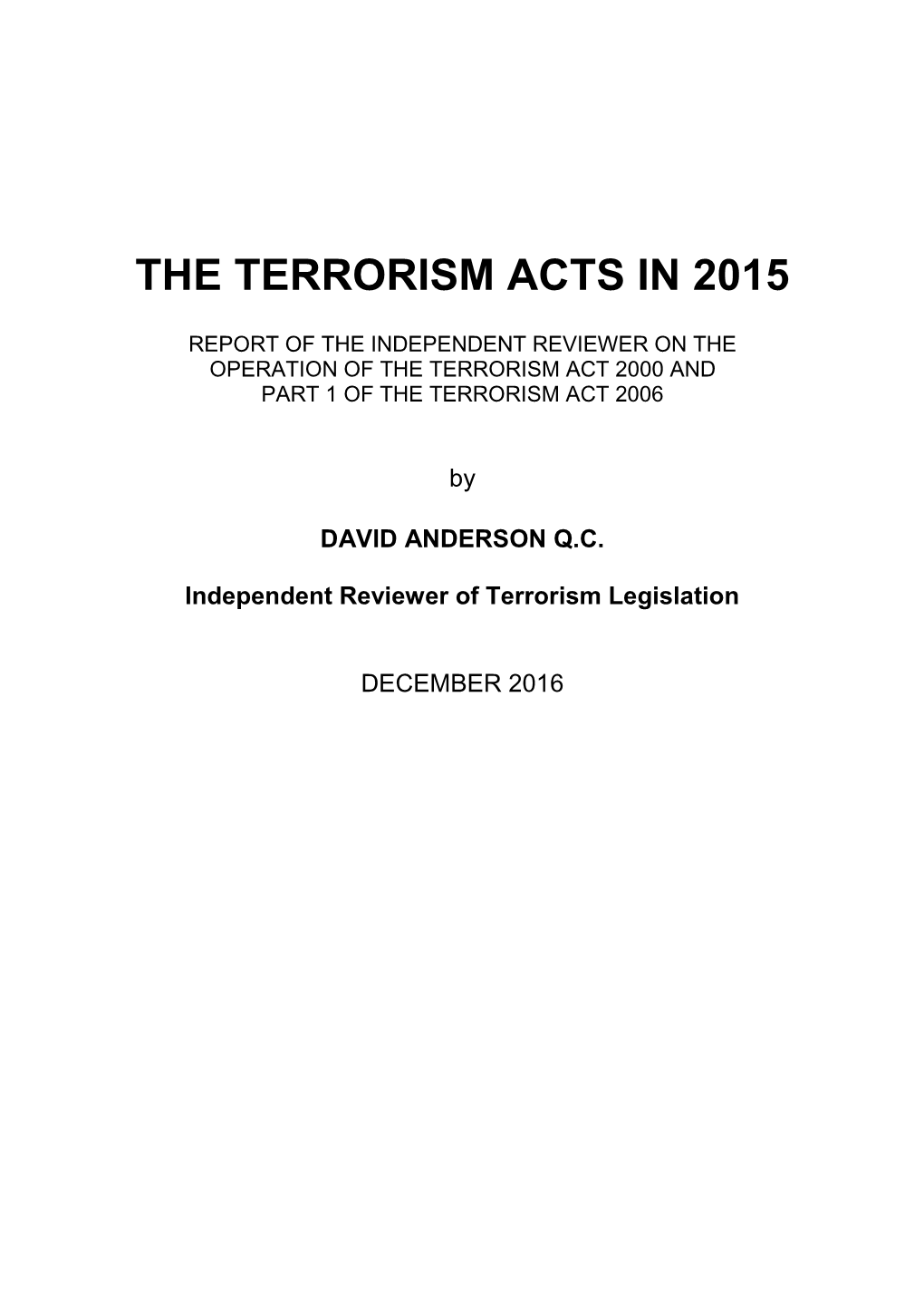 The Terrorism Acts in 2015