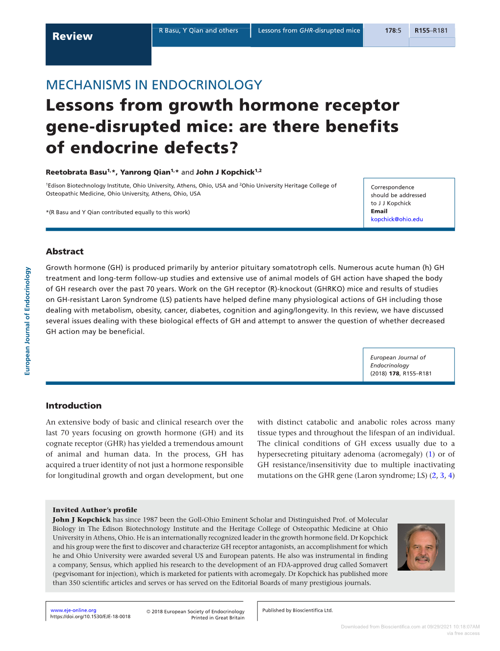 Lessons from Growth Hormone Receptor Gene-Disrupted Mice
