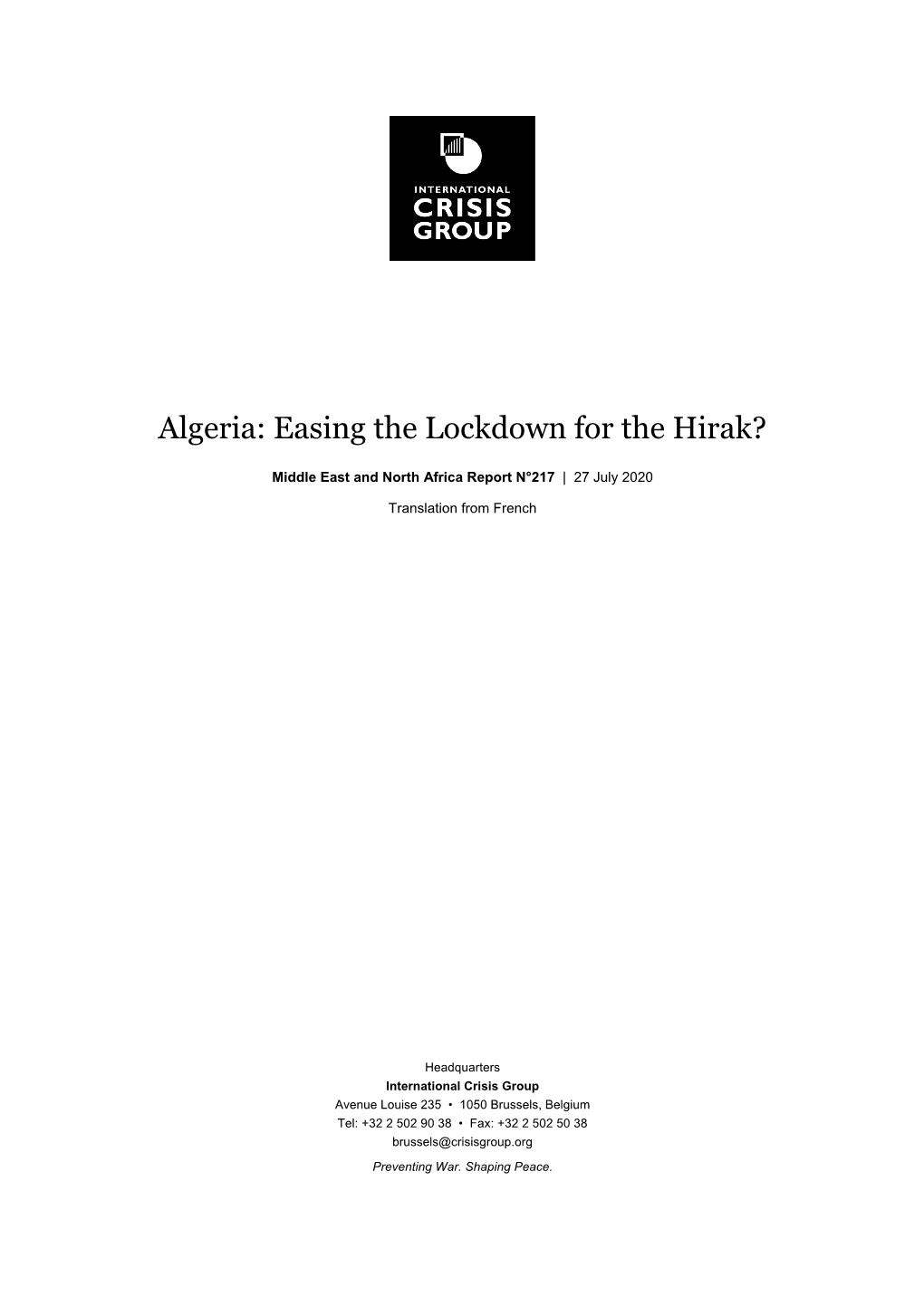 Algeria: Easing the Lockdown for the Hirak?