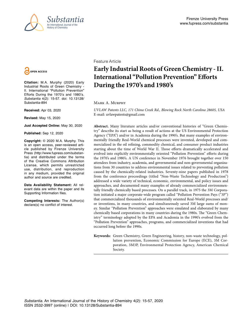 Early Industrial Roots of Green Chemistry - II