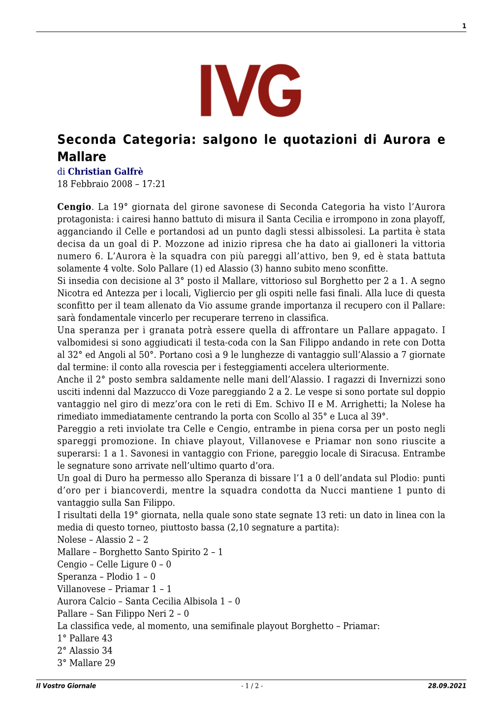 Il Vostro Giornale - 1 / 2 - 28.09.2021 2