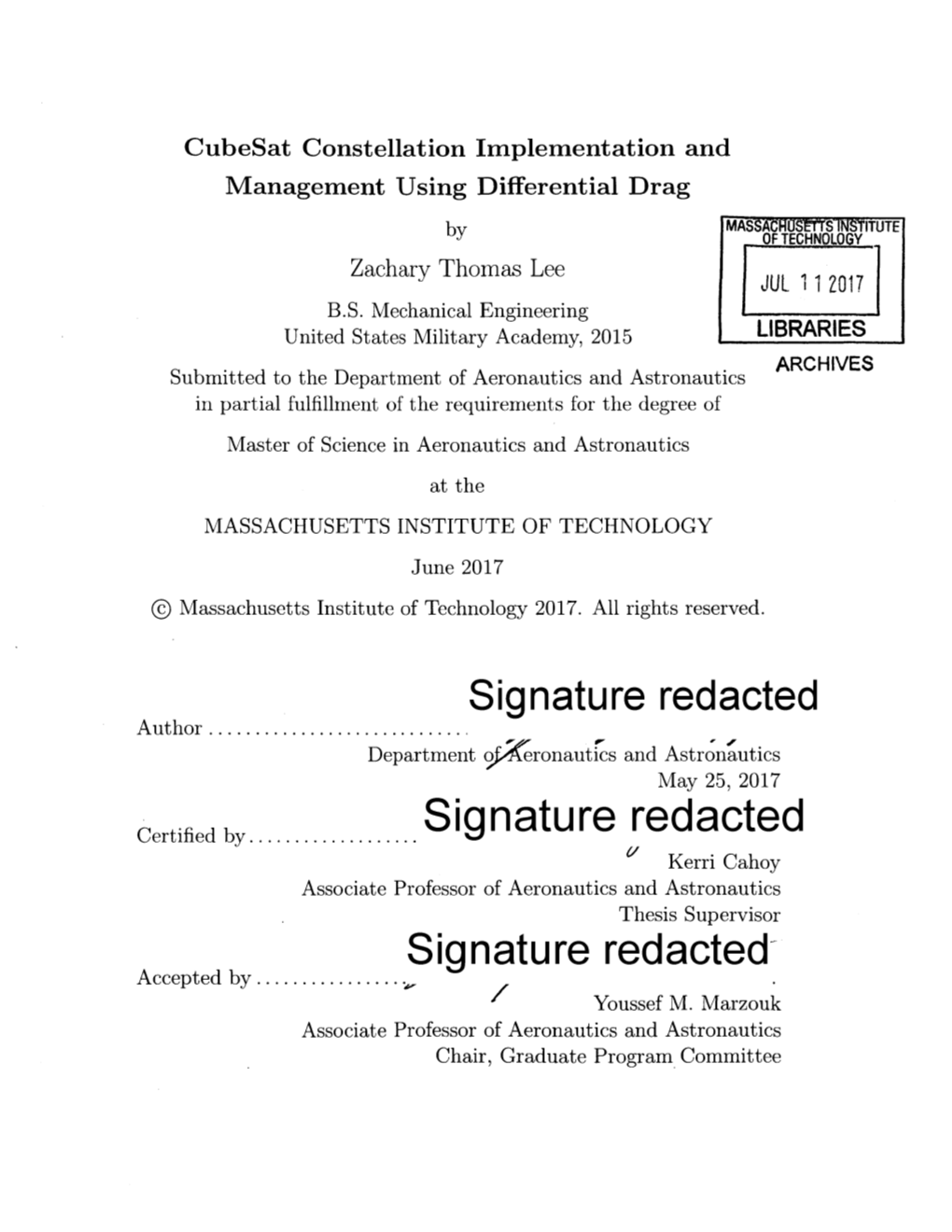 Signature Redacted a Uthor