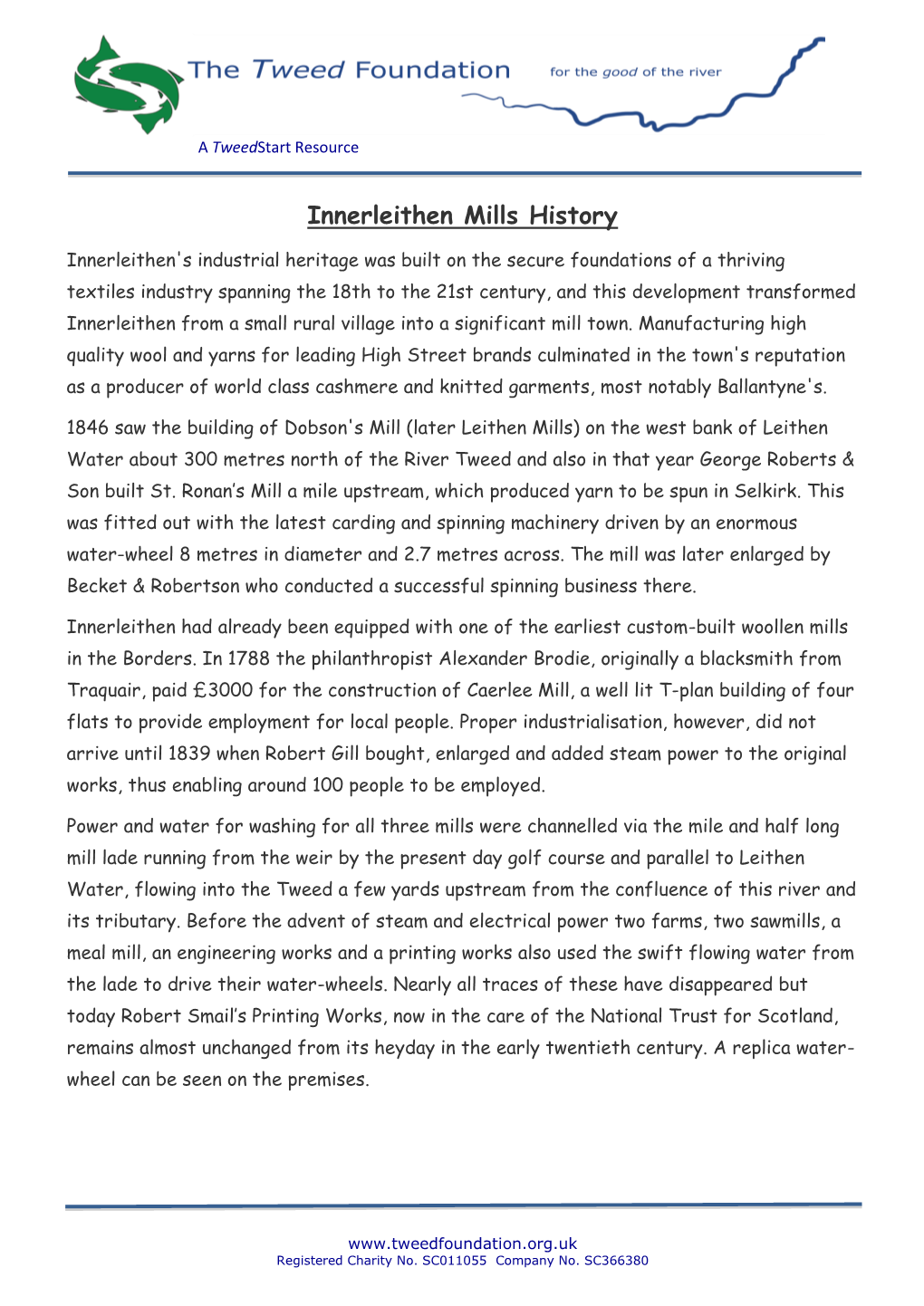 Innerleithen Mills History