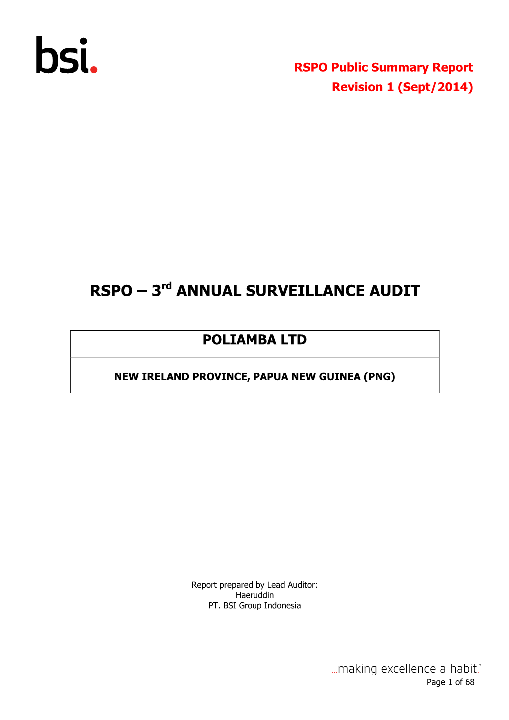RSPO P and C Public Summary Report Template