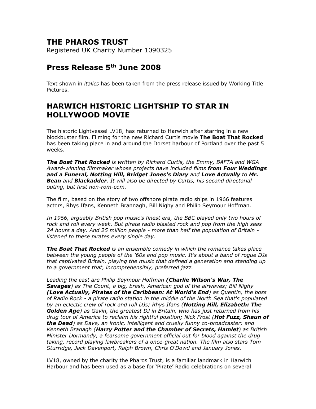 Press Release 5Th June 2008