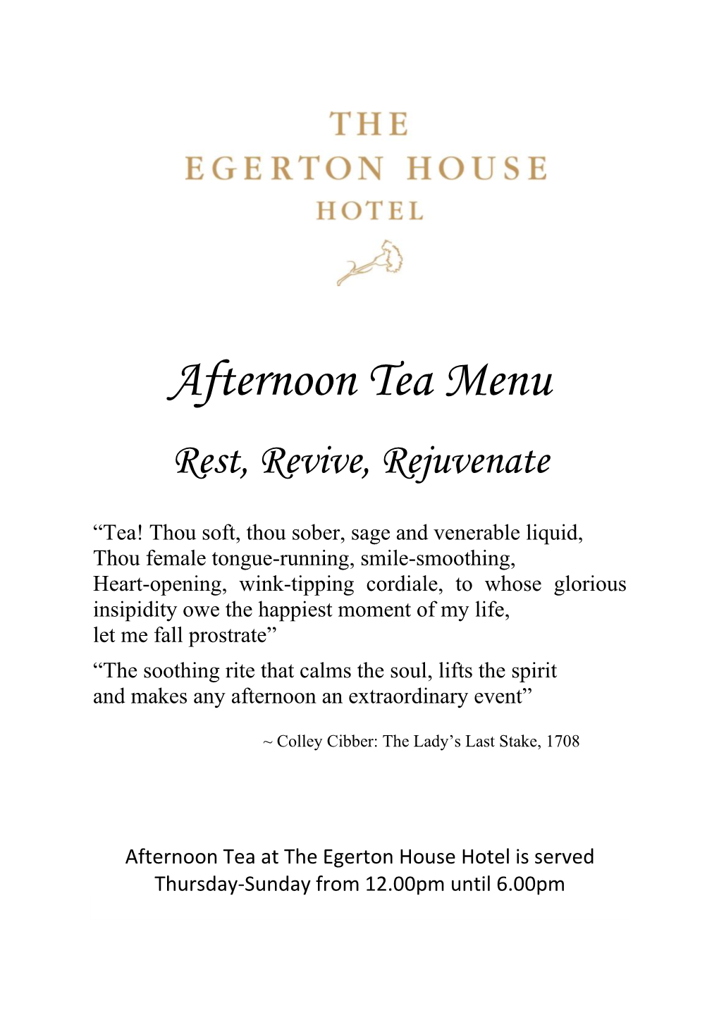 Afternoon Tea Menu