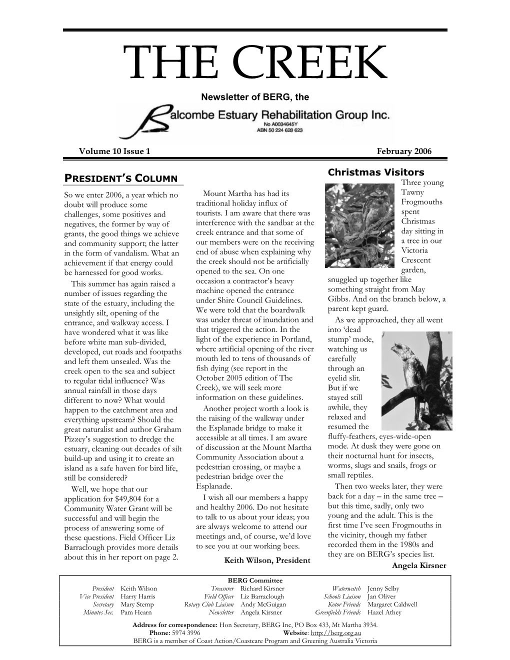 THE CREEK Newsletter of BERG, The