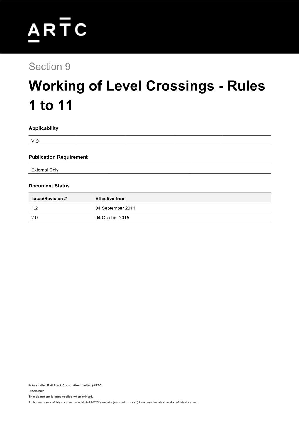 Working of Level Crossings - Rules 1 to 11