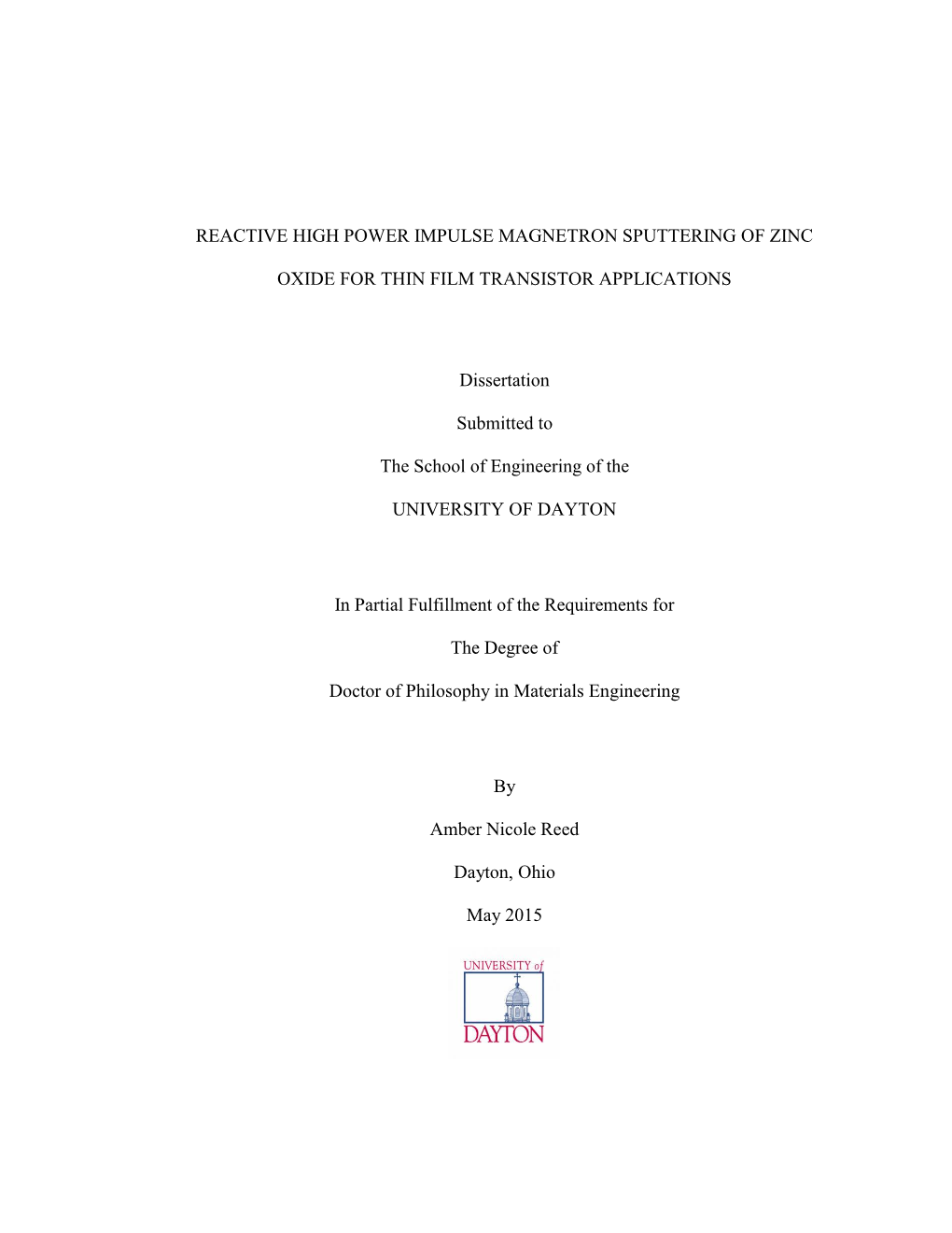 Reactive High Power Impulse Magnetron Sputtering of Zinc