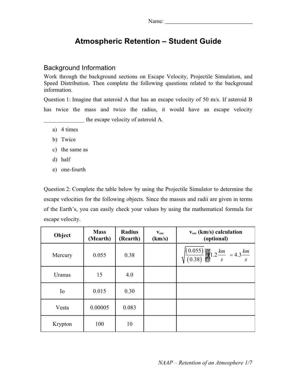 Planetary Orbit Simulator Student Guide s1