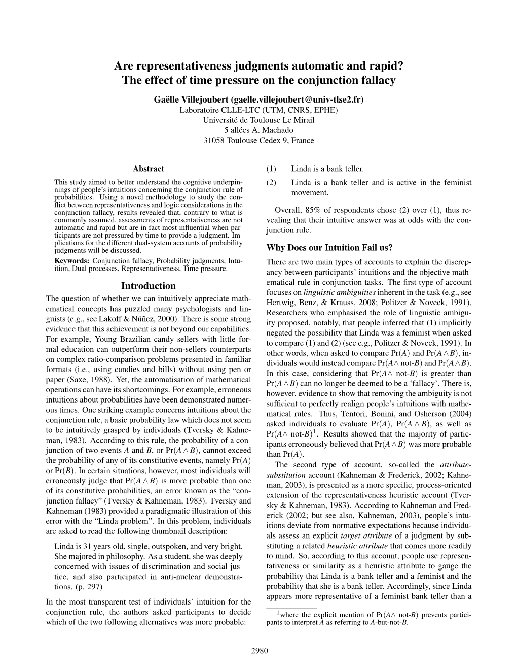 Are Representativeness Judgments Automatic and Rapid? the Effect Of