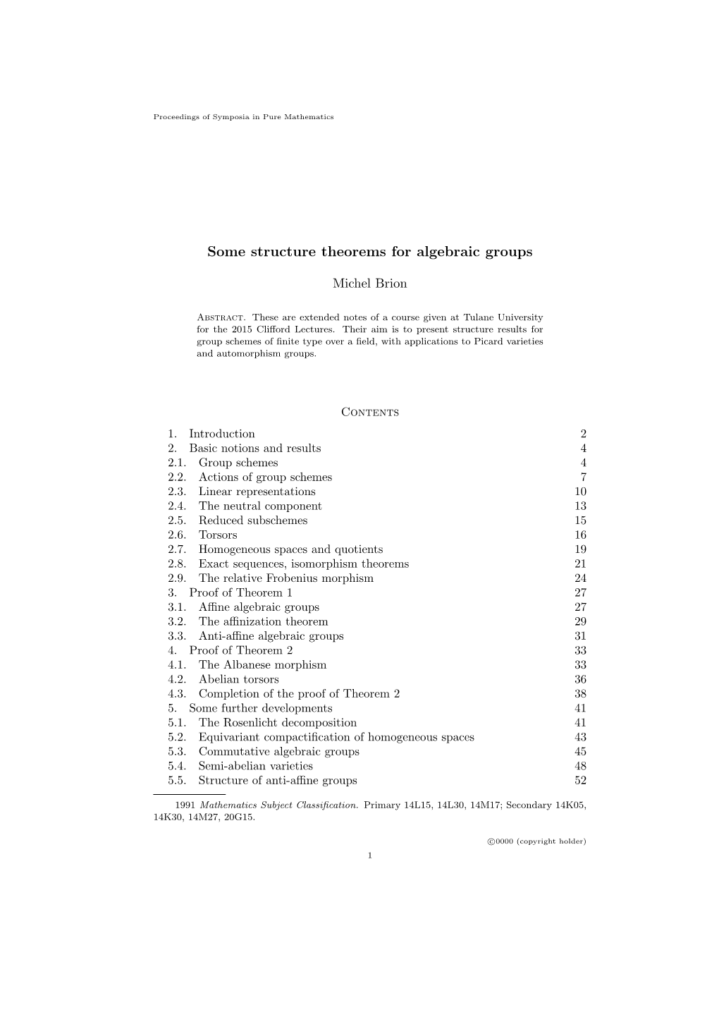 Some Structure Theorems for Algebraic Groups