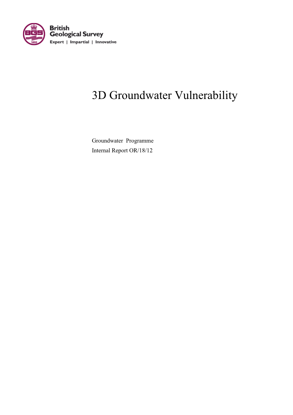 3D Groundwater Vulnerability