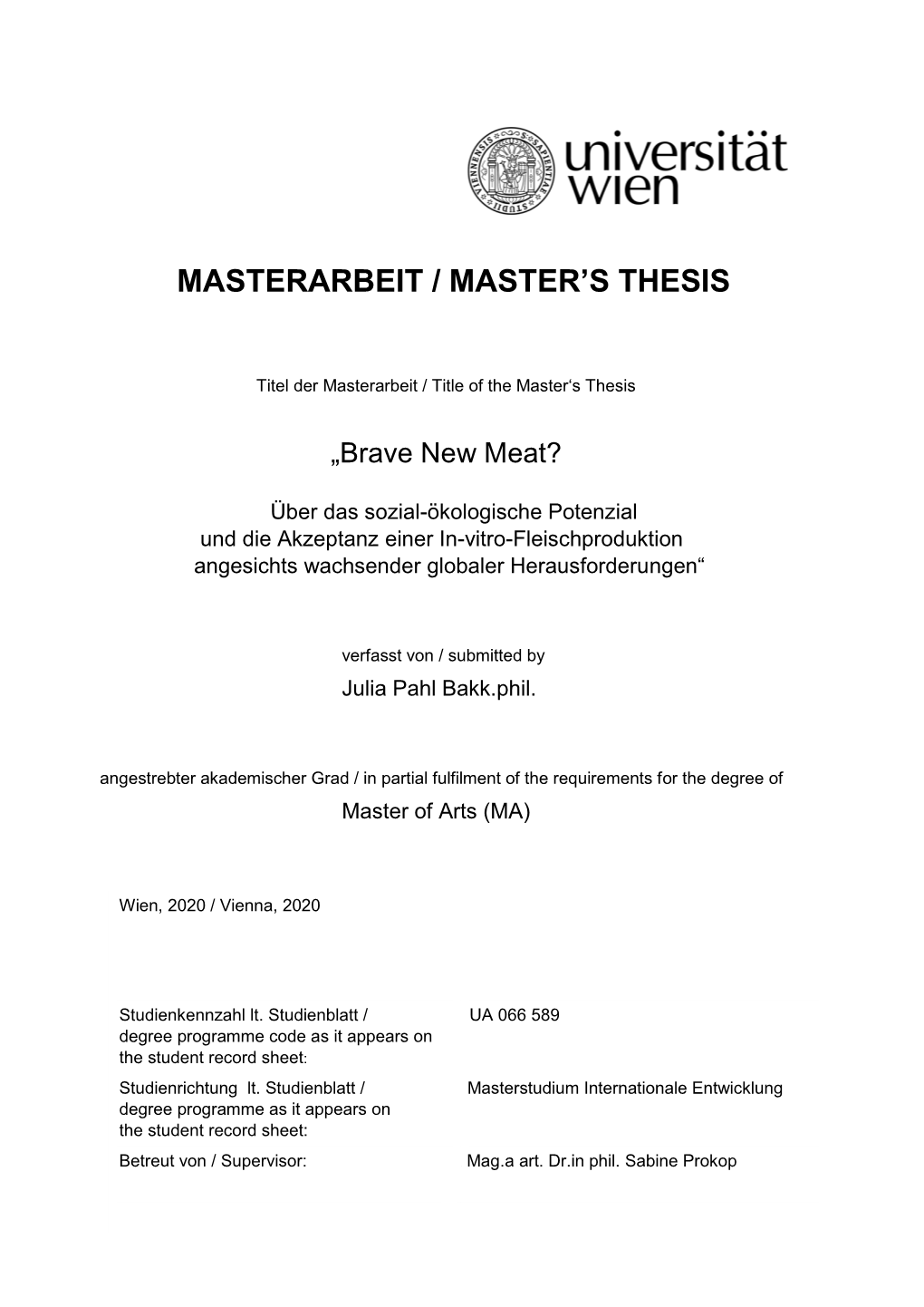 Masterarbeit / Master's Thesis