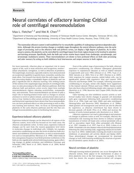 Neural Correlates of Olfactory Learning: Critical Role of Centrifugal Neuromodulation