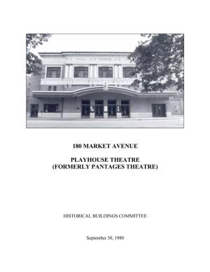 180 Market Avenue Playhouse Theatre (Formerly Pantages Theatre)