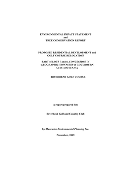 ENVIRONMENTAL IMPACT STATEMENT and TREE CONSERVATION REPORT