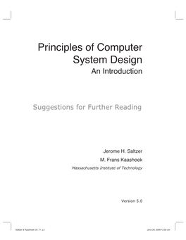 Principles of Computer System Design an Introduction