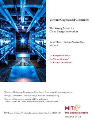 Venture Capital and Cleantech: the Wrong Model for Clean Energy