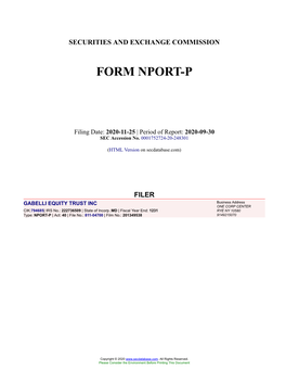 GABELLI EQUITY TRUST INC Form NPORT-P Filed