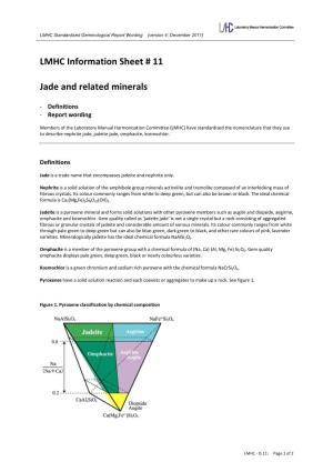 LMHC Information Sheet # 11 Jade and Related Minerals