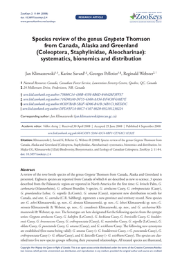 Coleoptera, Staphylinidae, Aleocharinae): Systematics, Bionomics and Distribution