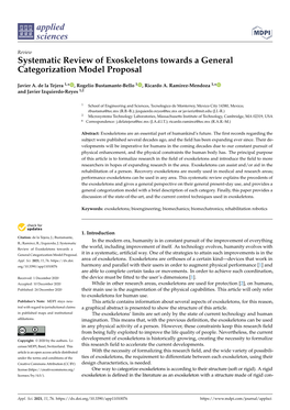 Systematic Review of Exoskeletons Towards a General Categorization Model Proposal