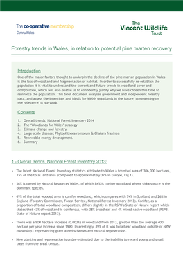 Forestry Trends in Wales, in Relation to Potential Pine Marten Recovery