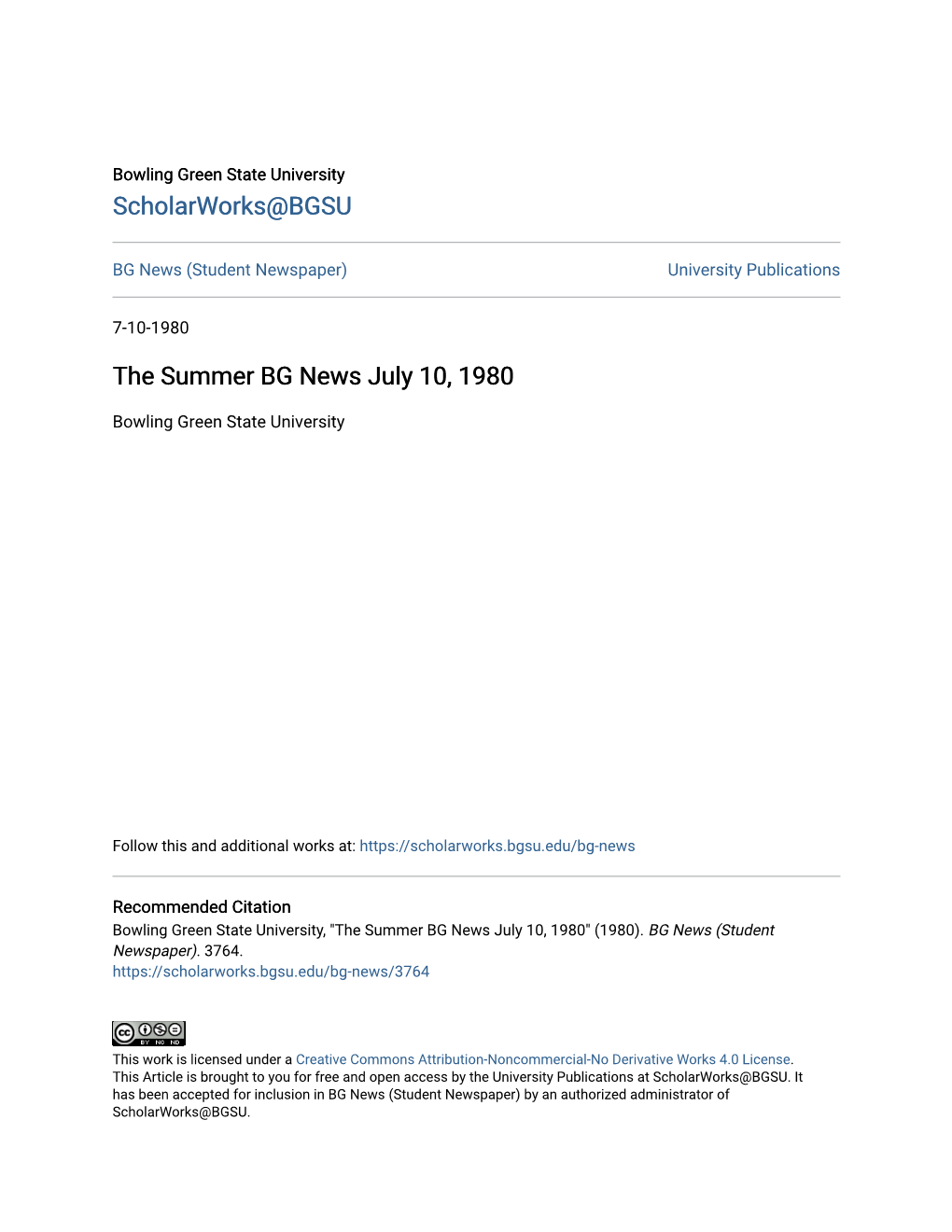 The Summer BG News July 10, 1980