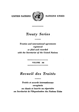 Treaty Series Recueil Des Traites