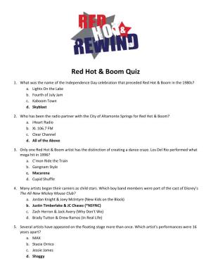 Red Hot & Boom Quiz
