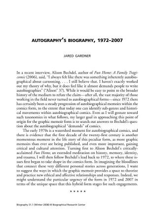 AUTOGRAPHY's BIOGRAPHY in a Recent Interview, Alison Bechdel