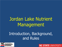 Jordan Lake Nutrient Management