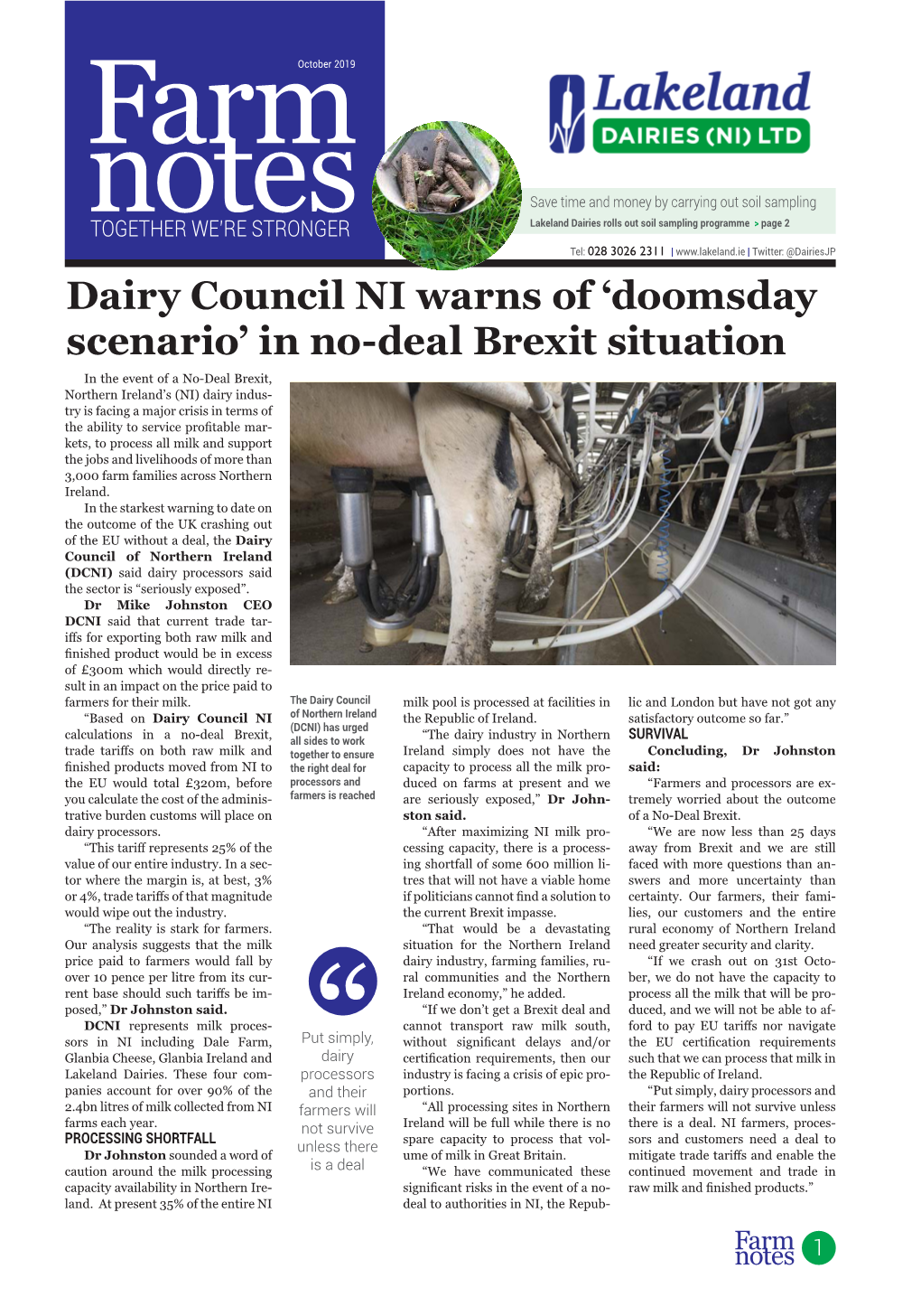 Dairy Council NI Warns of 'Doomsday Scenario' in No
