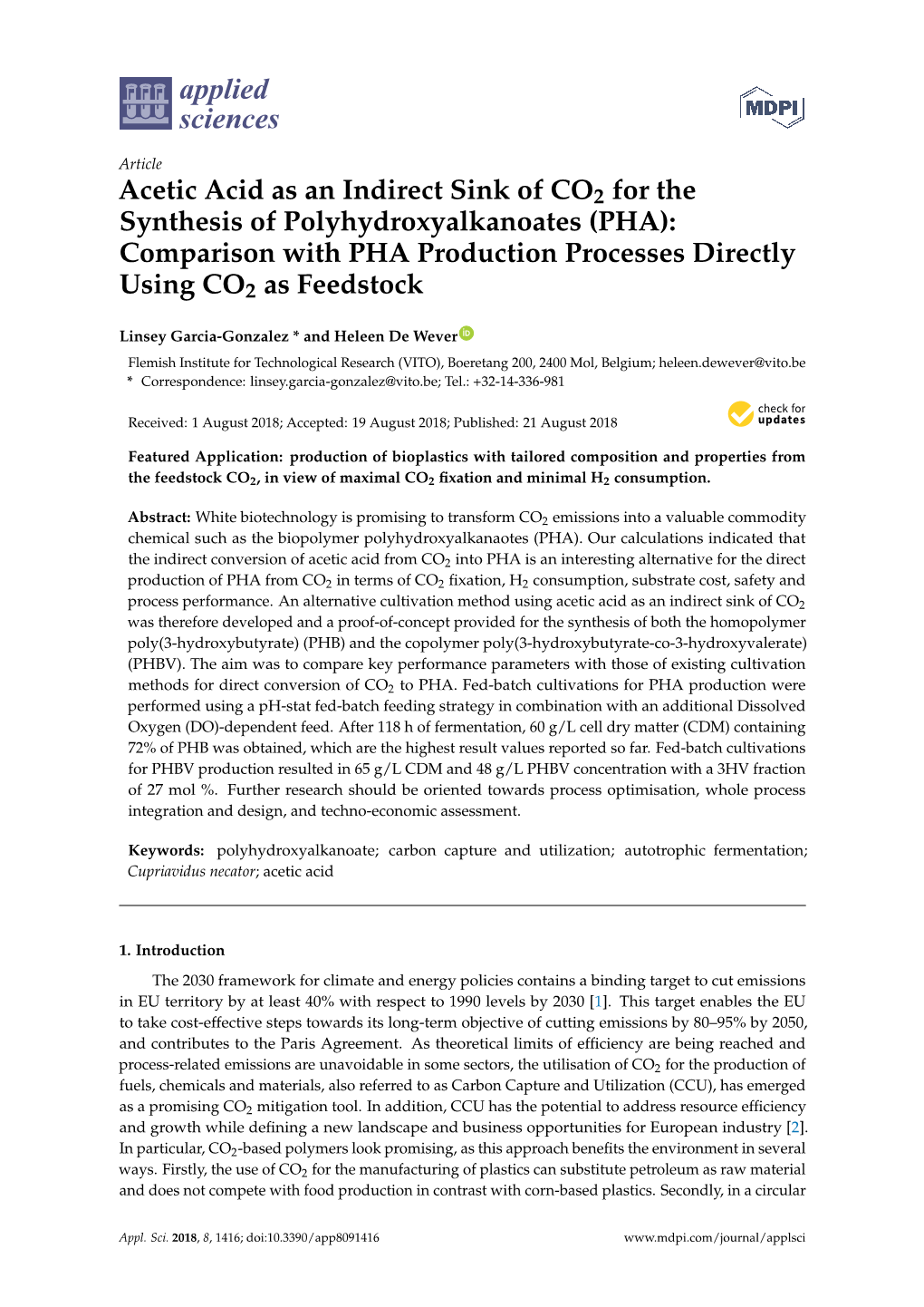 Acetic Acid As an Indirect Sink of CO2 for the Synthesis of Polyhydroxyalkanoates (PHA): Comparison with PHA Production Processes Directly Using CO2 As Feedstock