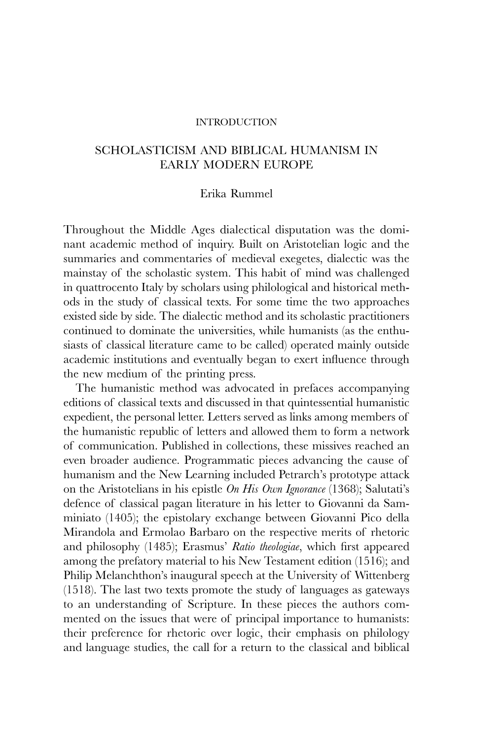 Scholasticism and Biblical Humanism in Early Modern Europe