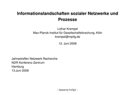 Informationslandschaften Sozialer Netzwerke Und Prozesse