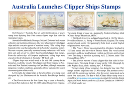 Australia Launches Clipper Ships Stamps