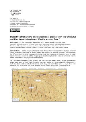 Impactite Stratigraphy and Depositional Processes in the Chicxulub and Ries Impact Structures: What Is a Crater Floor?