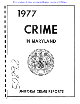 IN MARYLAND I I I I I I I I I En 'I UNIFORM CRIME REPORTS I R.....---______