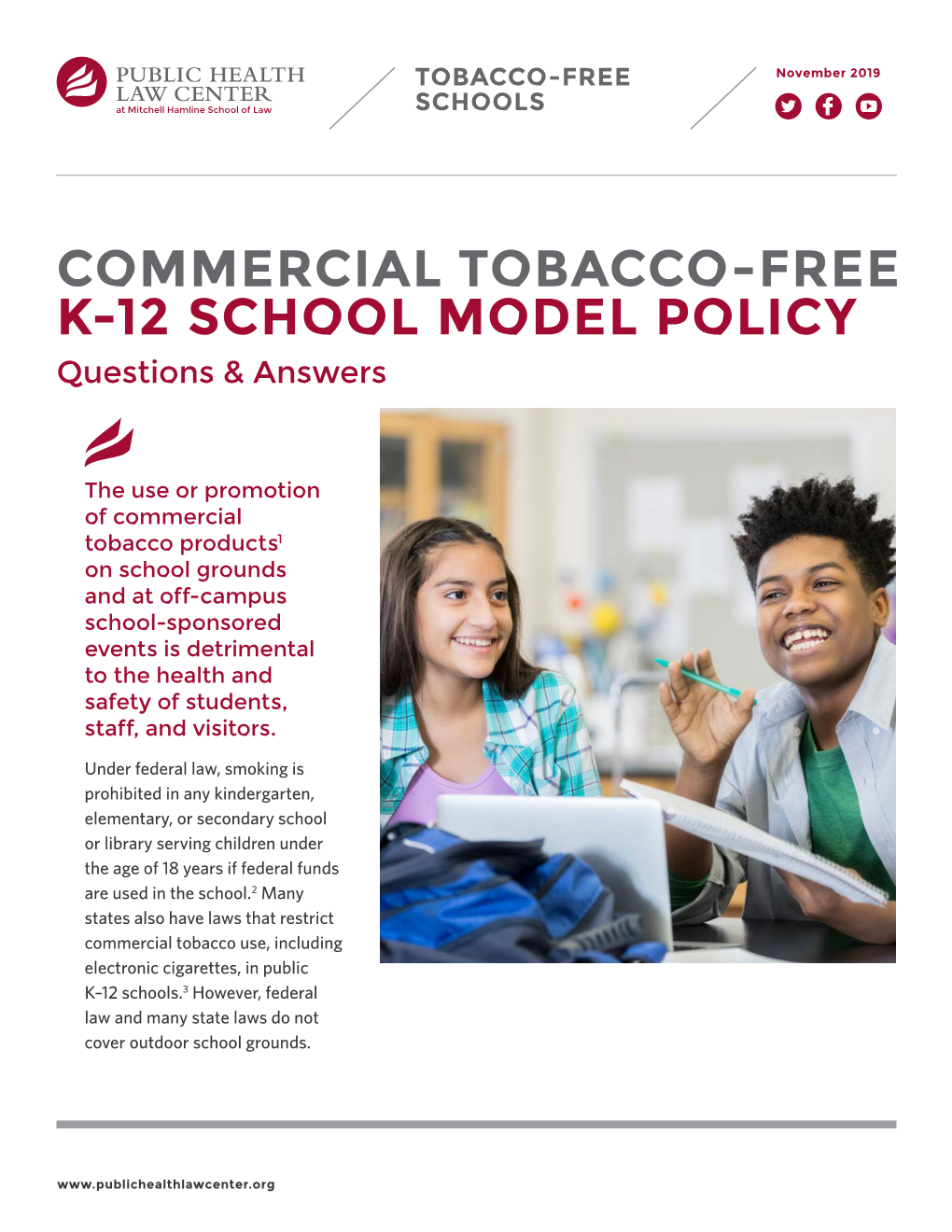 Commercial Tobacco-Free K-12 School Model Policy: Questions & Answers 2 November 2019